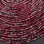 AAA Natural Red Garnet 2mm Faceted Cube Gemstone Beads 15.5" Strand