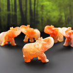 Hand-Carved Natural Carnelian Agate Elephant Figurine Crystal Miniature