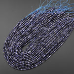 Natural Blue Iolite Faceted 4mm Round Translucent Gemstone Beads 15.5" Strand