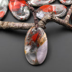 Natural African Bloodstone Pendant Indented Oval Focal Worry Stone Bead