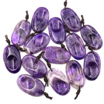 Natural Purple Amethyst Pendant Indented Oval Focal Worry Stone Bead