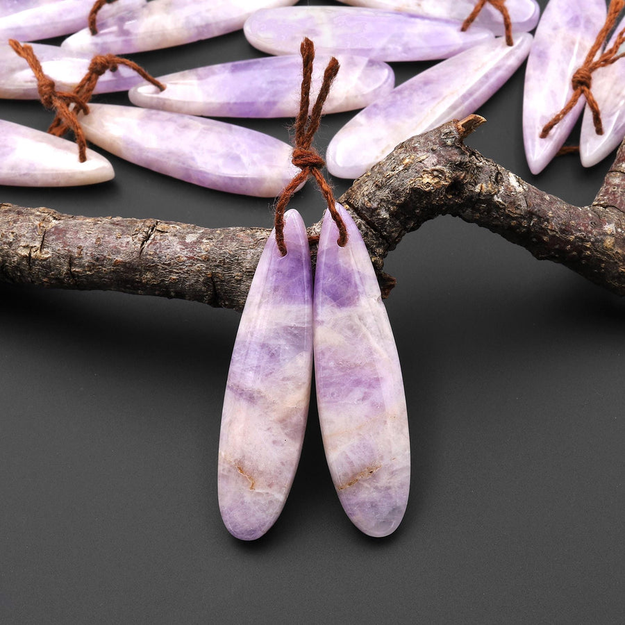 Natural Lilac Amethyst Earring Pair Teardrop Matched Gemstone Beads