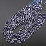 Natural Blue Iolite Faceted 4mm Round Beads 15.5" Strand