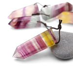 AAA Natural Candy Fluorite Faceted Crystal Point Pendant Side Drilled Gemstone Tower Pendulum