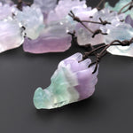 Hand Carved Dragon Skull Natural Fluorite Drilled Gemstone Pendant