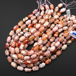 Natural Cherry Blossom Agate Barrel 10x16mm Drum Beads Aka Flower Agate 15.5" Strand