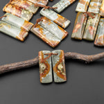 From Oregon Natural Owyhee Picture Jasper Short Rectangle Earrings Drilled Matched Gemstone Beads Pair