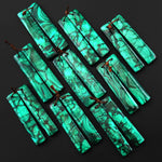 Natural Malachite Earring Rectangle Pair Drilled Matched Gemstone Beads