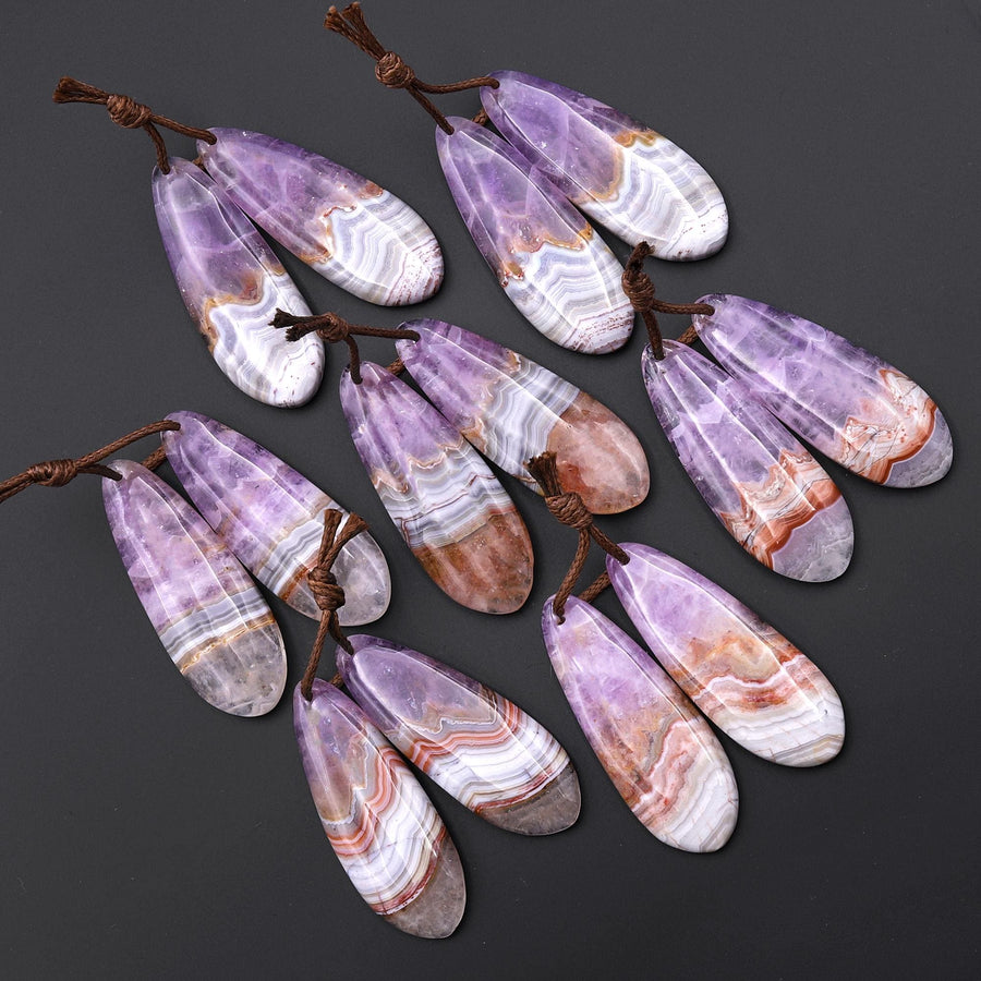 Natural Rainbow Amethyst Teardrop Earring Pair Matched Gemstone Beads