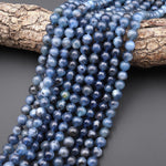 Natural Dark Blue Santa Maria Aquamarine 8mm 10mm Smooth Round Beads Gemstone 15.5" Strand