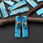 Natural Robin's Egg Turquoise Blue Apatite Rectangle Earrings Drilled Matched Gemstone Beads Pair