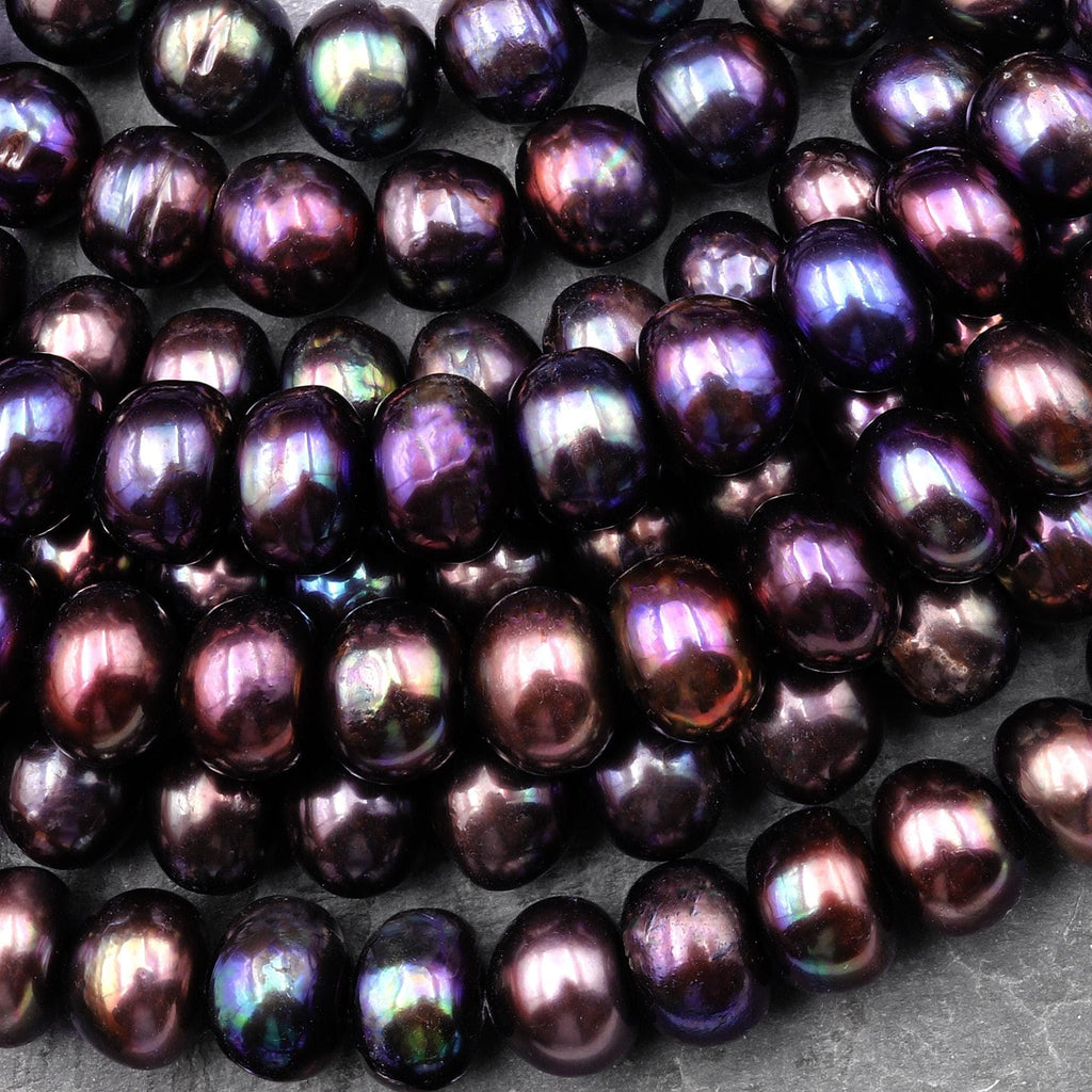 Large Genuine Peacock Bronze Freshwater Pearl 12mm Rondelle Beads Shimmery Iridescent Classic Pearl 15.5" Strand