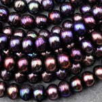 Large Genuine Peacock Bronze Freshwater Pearl 12mm Rondelle Beads Shimmery Iridescent Classic Pearl 15.5" Strand