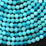 AAA Natural Aqua Blue Green Peruvian Amazonite Beads 4mm Smooth Round Beads 15.5" Strand