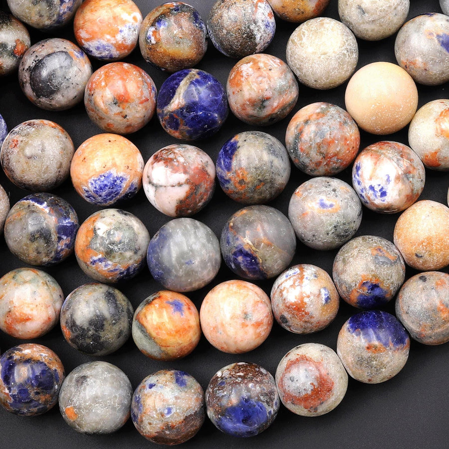 Natural Orange Sodalite from Chile 12mm Round Beads 15.5" Strand