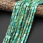 Genuine Natural Green Turquoise 10x6mm Flat Rectangle Beads 15.5" Strand