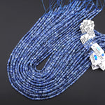 AAA Faceted Natural Blue Kyanite 4mm Thin Rondelle Beads 15.5" Strand