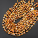 AAA Natural Golden Citrine Smooth Heart Beads 12mm Gemstone 15.5" Strand