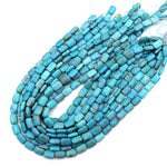 Real Genuine Natural Blue Arizona Turquoise Rectangle Cushion 8x12mm Beads 15.5" Strand