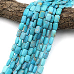 Real Genuine Natural Blue Arizona Turquoise Rectangle Cushion 8x12mm Beads 15.5" Strand