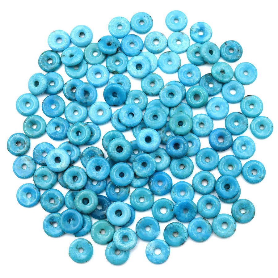 Real Genuine Natural Arizona Blue Turquoise Donut 11mm Pendant