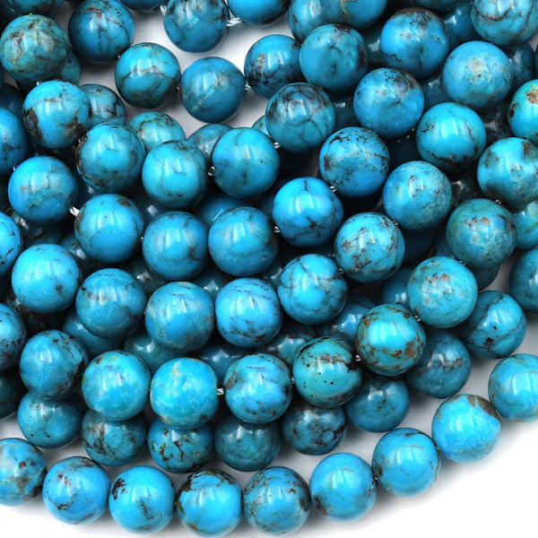 Natural Arizona Blue Turquoise 8mm Round Beads Real Genuine Turquoise Gemstone 15.5" Strand