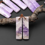 Natural Lilac Amethyst Earring Pair Rectangle Matched Gemstone Beads