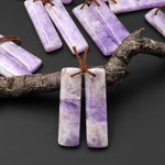 Natural Lilac Amethyst Earring Pair Rectangle Matched Gemstone Beads