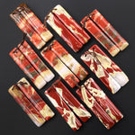 Natural Red River Jasper Long Rectangle Earring Pair Drilled Matched Gemstone Beads