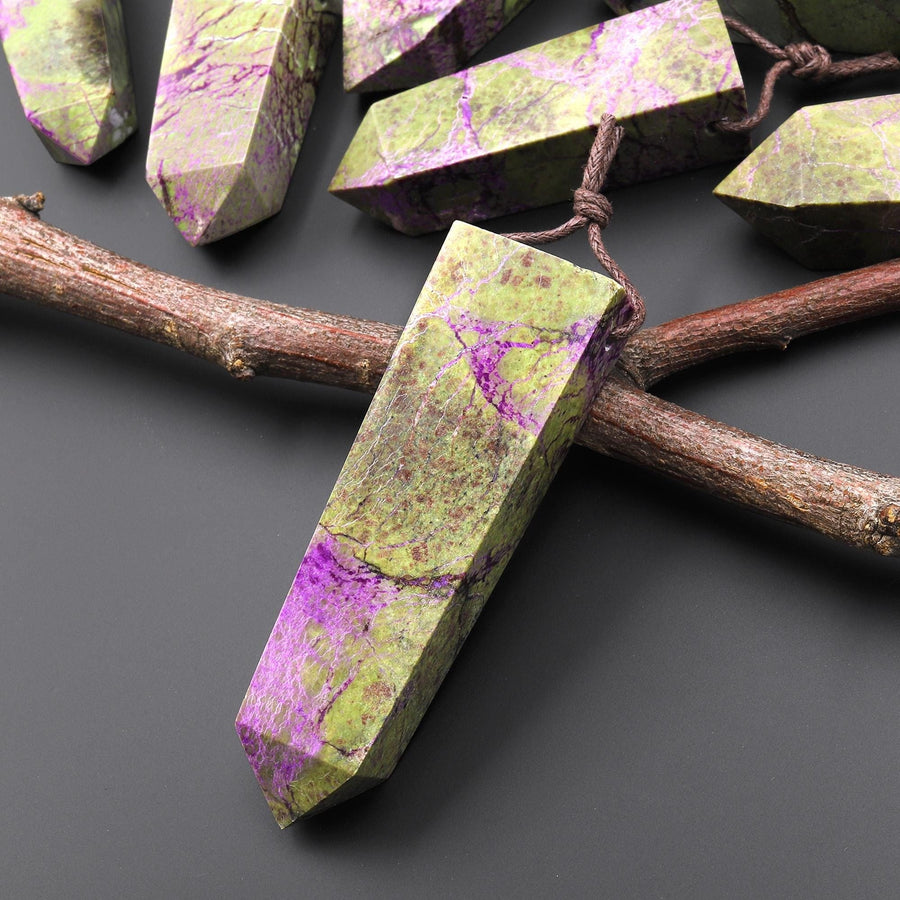 Natural Atlantisite Stichtite Pendant Side Drilled Crystal Point Gemstone Pendulum