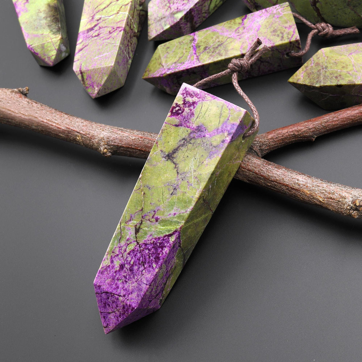 Natural Atlantisite Stichtite Pendant Side Drilled Crystal Point Gemst ...