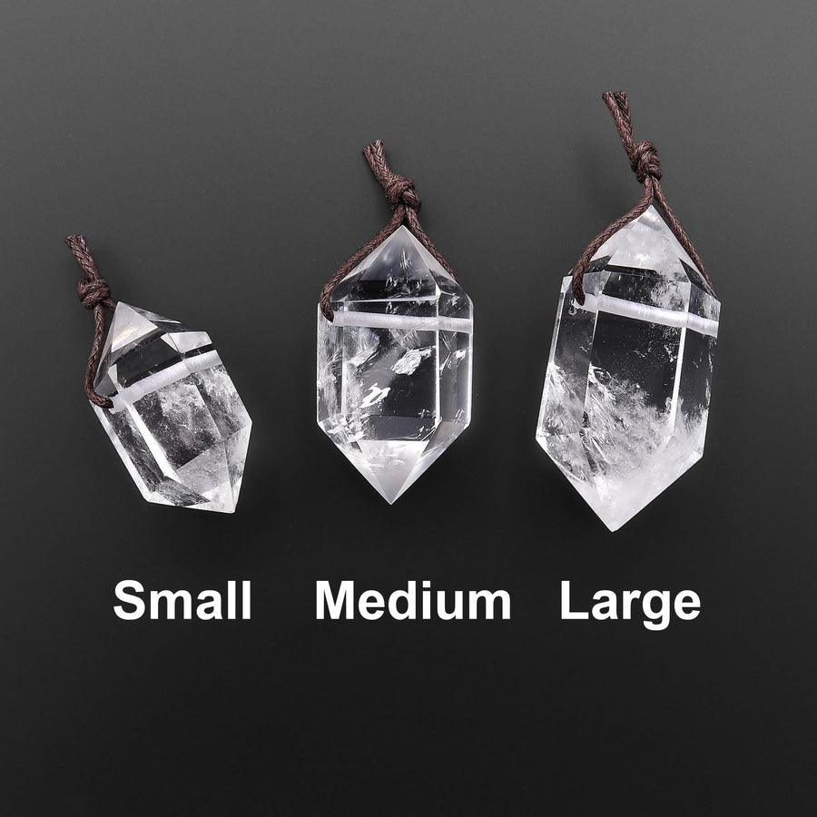 AAA Double Terminated Natural Rock Quartz Pendant Top Side Drilled Gemstone Crystal Focal Bead