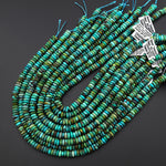 AAA Genuine Natural Blue Green Golden Turquoise 8mm Faceted Thin Rondelle Beads 15.5" Strand