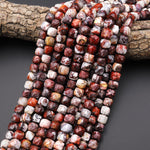 Faceted Natural Mexican Red Laguna Lace Agate 8mm Cube Beads 15.5" Strand