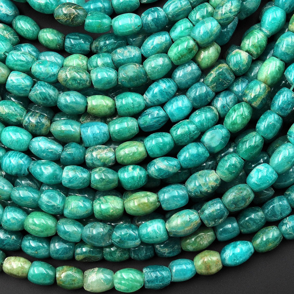 Natural Blue Green Russian Amazonite Rice Pebble Nugget Beads Gemstone 15.5" Strand