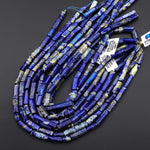 Natural Blue Lapis Faceted Tube Beads 15.5" Strand