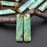 Natural Seafoam Green Fuchsite Earring Pair Rectangle Matched Gemstone Beads