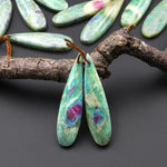 Natural Ruby in Seafoam Green Fuchsite Earring Pair Teardrop Matched Gemstone Beads