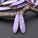 Natural Mexican Purple Luna Moon Agate Aka Amethystine Agate Earring Pair Matched Teardrop Gemstone Beads