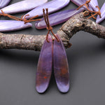 Natural Mexican Purple Luna Moon Agate Aka Amethystine Agate Earring Pair Matched Teardrop Gemstone Beads