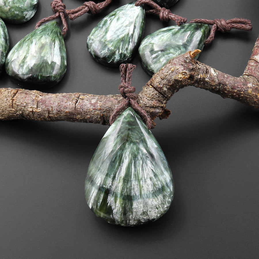 AAA Russian Seraphinite Smooth Teardrop Pendant