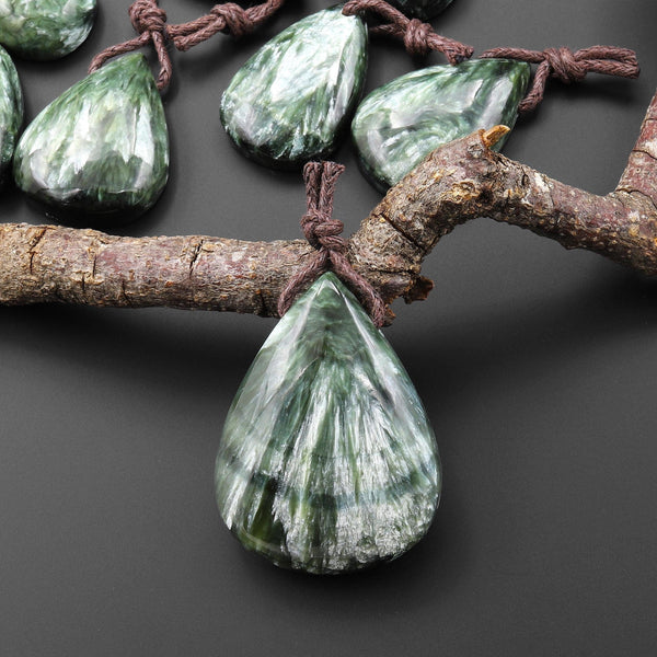 AAA Russian Seraphinite Smooth Teardrop Pendant A1