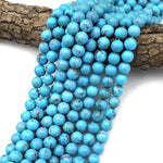 Natural Arizona Blue Turquoise 10mm Smooth Round Beads Real Genuine Turquoise Gemstone 15.5" Strand