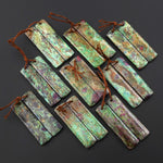 Natural Rusty Brown Ruby Green Fuchsite Rectangle Earring Pair Matched Gemstone Beads