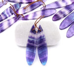 Natural Purple Fluorite Teardrop Earring Pair Drilled Gemstone Matched Beads