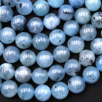 Natural Blue Santa Maria Aquamarine 8mm 10mm Smooth Round Beads Gemstone 15.5" Strand