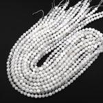 Faceted Natural White Jade Beads 7mm faceted Round Gemstone Beads 15" Strand