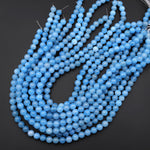 Blue Aqua Stone "Aquamarine" Smooth Round Beads 8mm 15.5" Strand