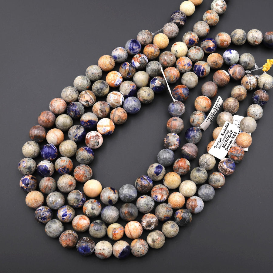 Natural Orange Sodalite from Chile 12mm Round Beads 15.5" Strand