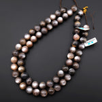 AAA Large Natural Black Sunstone 13mm 14mm Round Beads 15.5" Strand